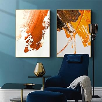 Amazon.co.jp: 北欧のポスターキャンバス絵画オレンジ抽象プリント壁